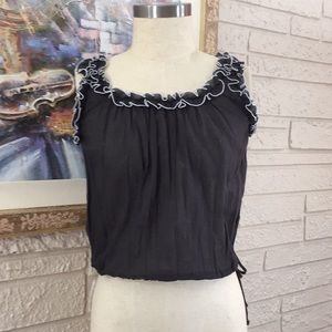 🌹A. B. S Allen Schwartz Sleeveless Ruffle Trim Top